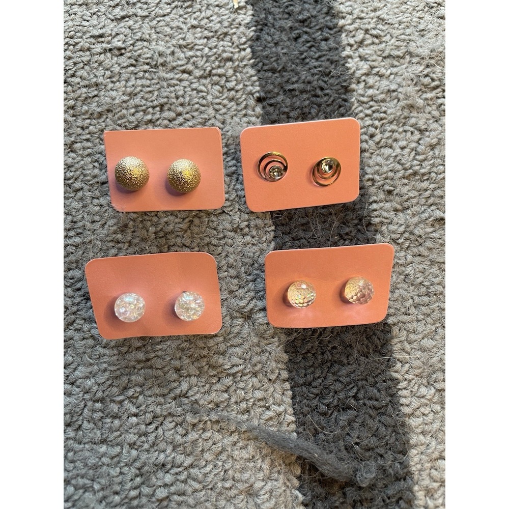 Post Earring Lot Vintage Style Ball Glitter Post Earrings 80s 90s 4 Pairs
